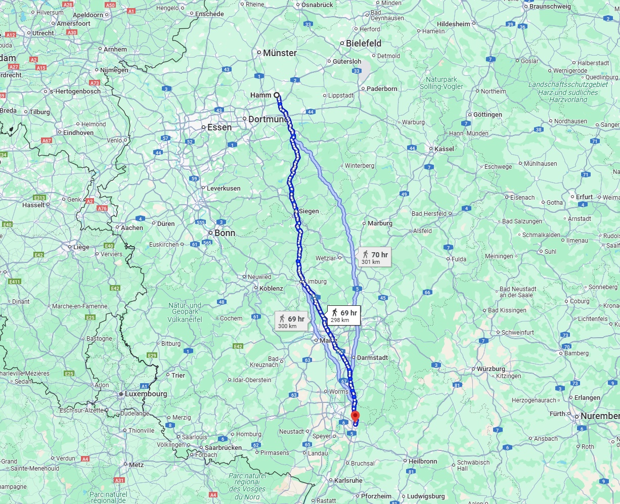 Anreise von Hamm Zu Heidelberg Über 