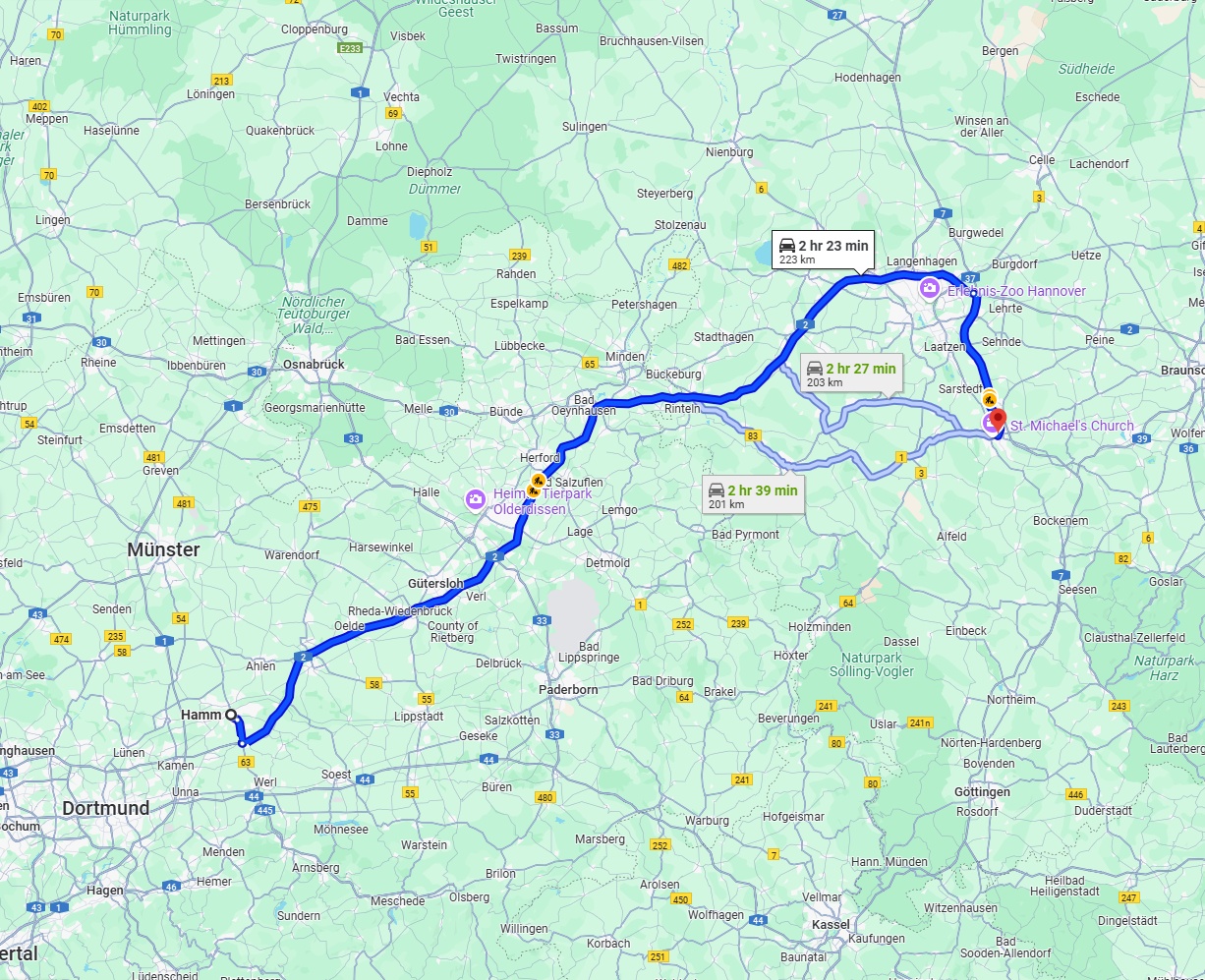 Anreise von Hamm Zu Hildesheim Über via A2