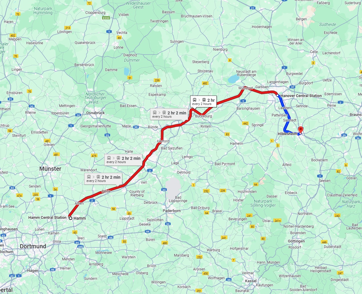 Anreise von Hamm Zu Hildesheim Über 