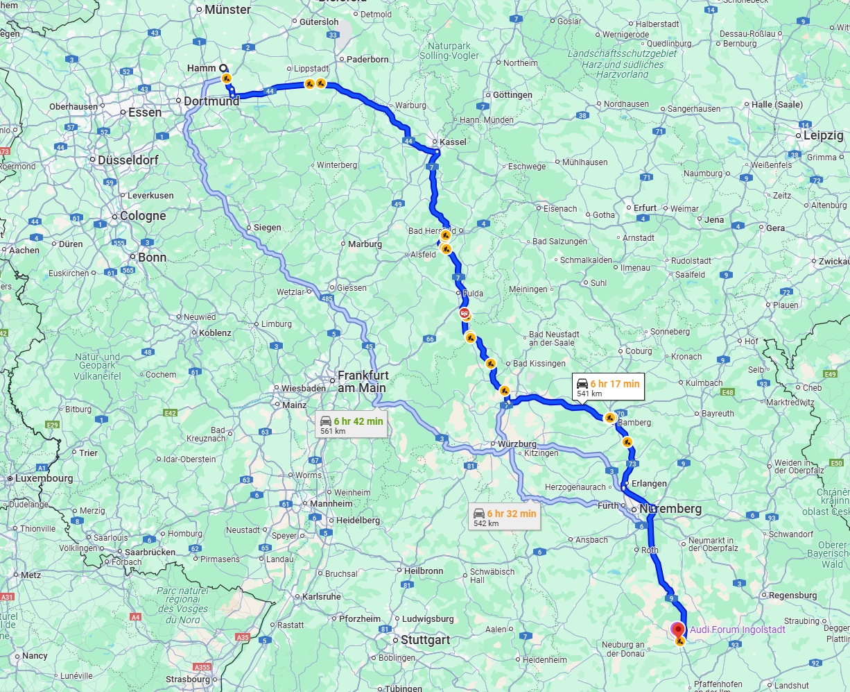 Anreise von Hamm Zu Ingolstadt Über via A7