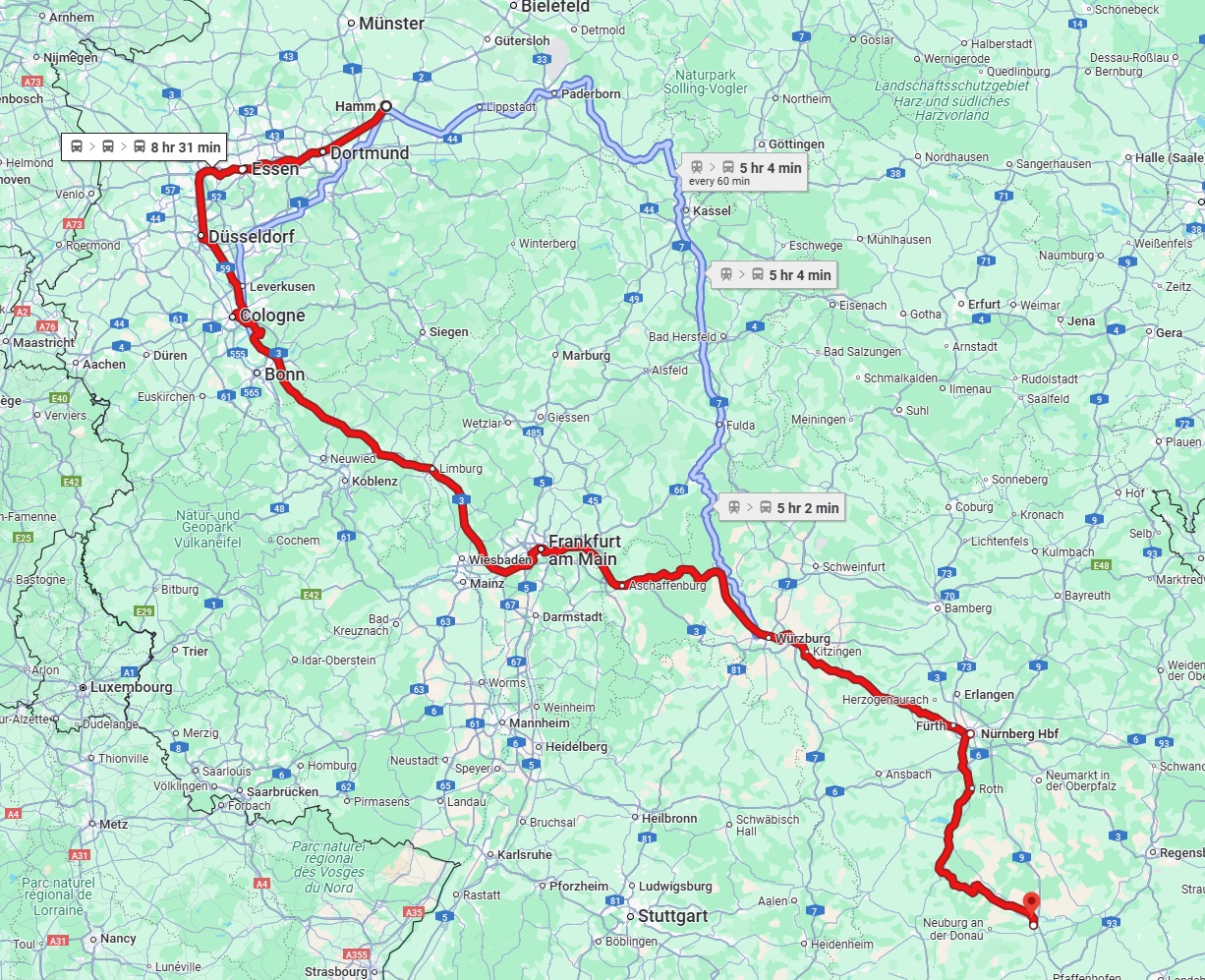 Anreise von Hamm Zu Ingolstadt Über 
