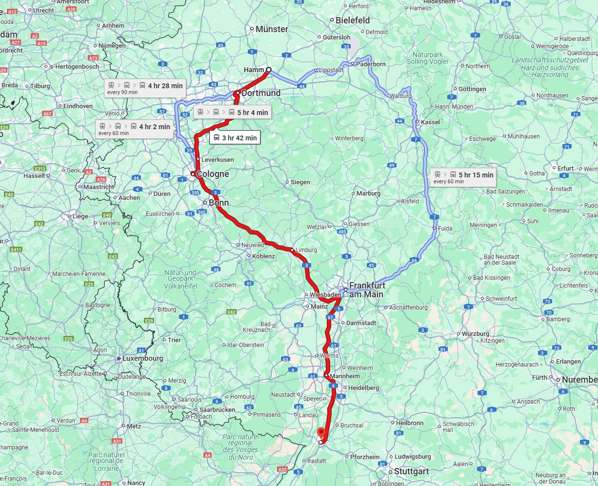 Anreise von Hamm Zu Karlsruhe Über 