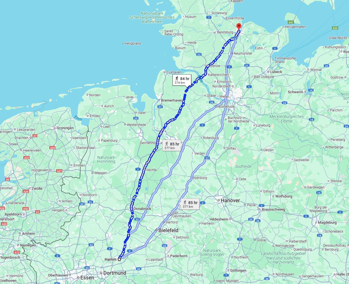 Anreise von Hamm Zu Kiel Über 