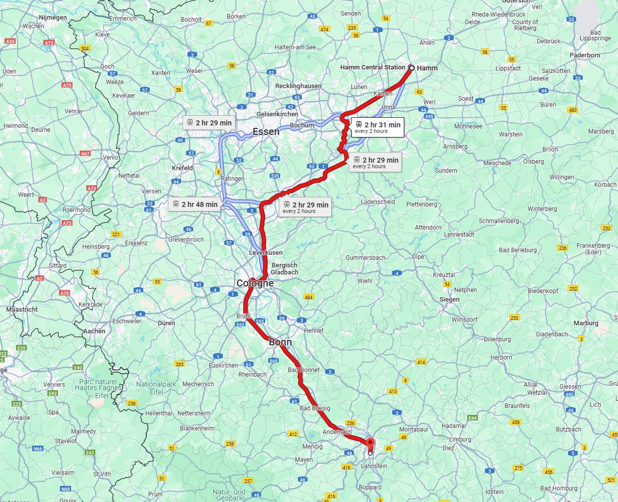 Anreise von Hamm Zu Koblenz Über 