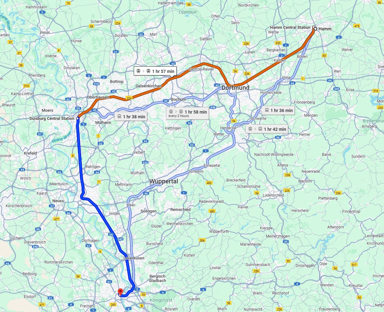 Anreise von Hamm Zu Köln Über 