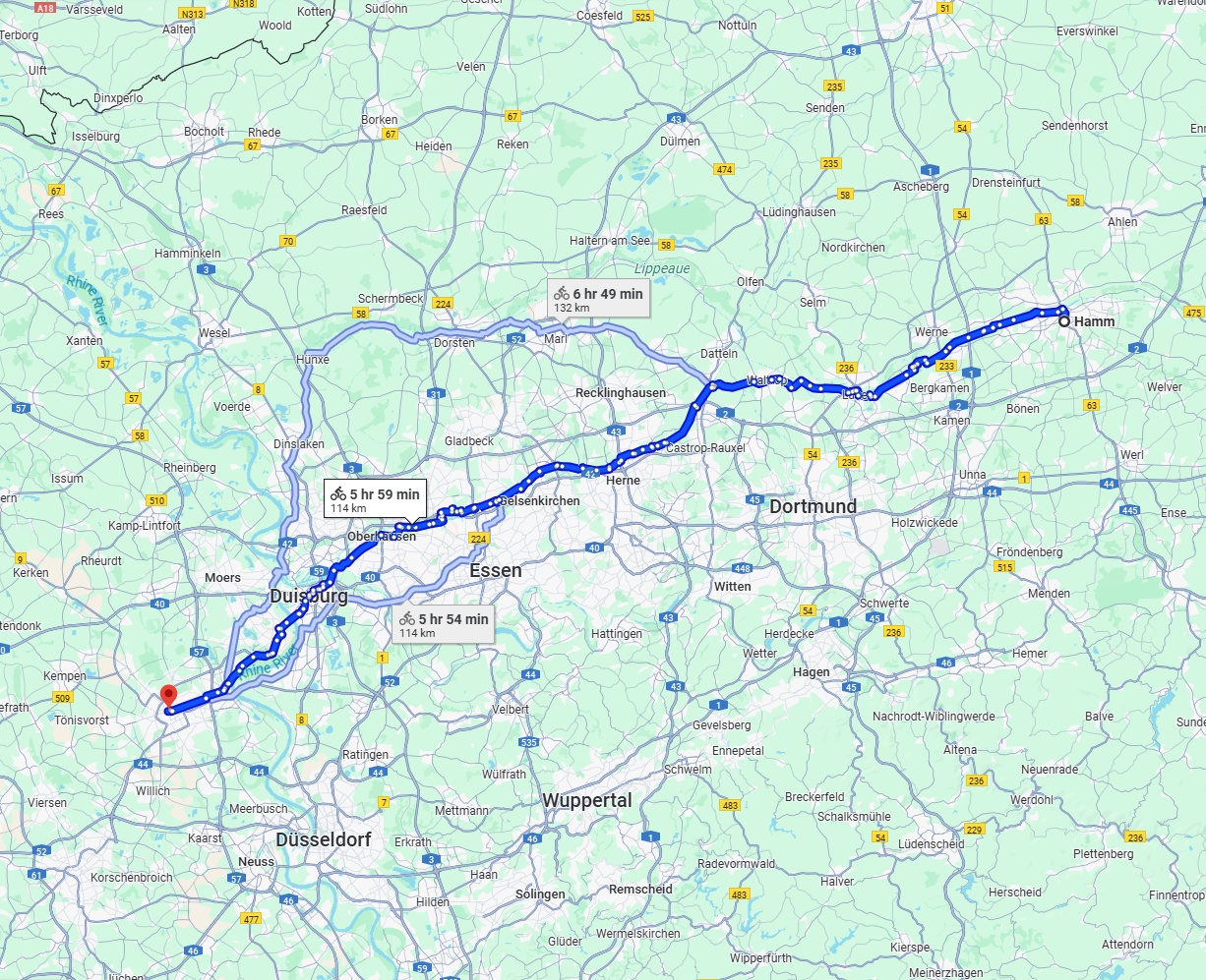 Anreise von Hamm Zu Krefeld Über 