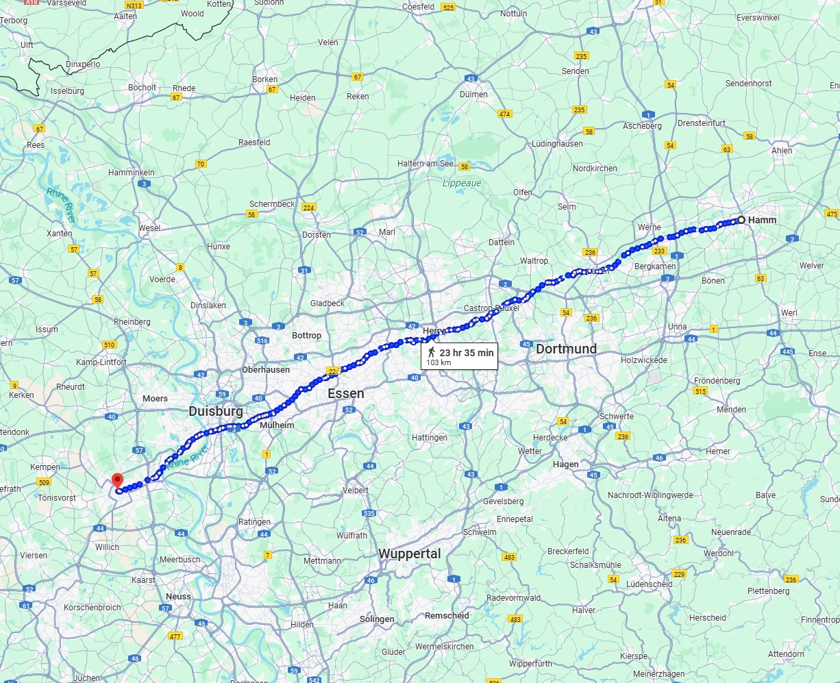 Anreise von Hamm Zu Krefeld Über 