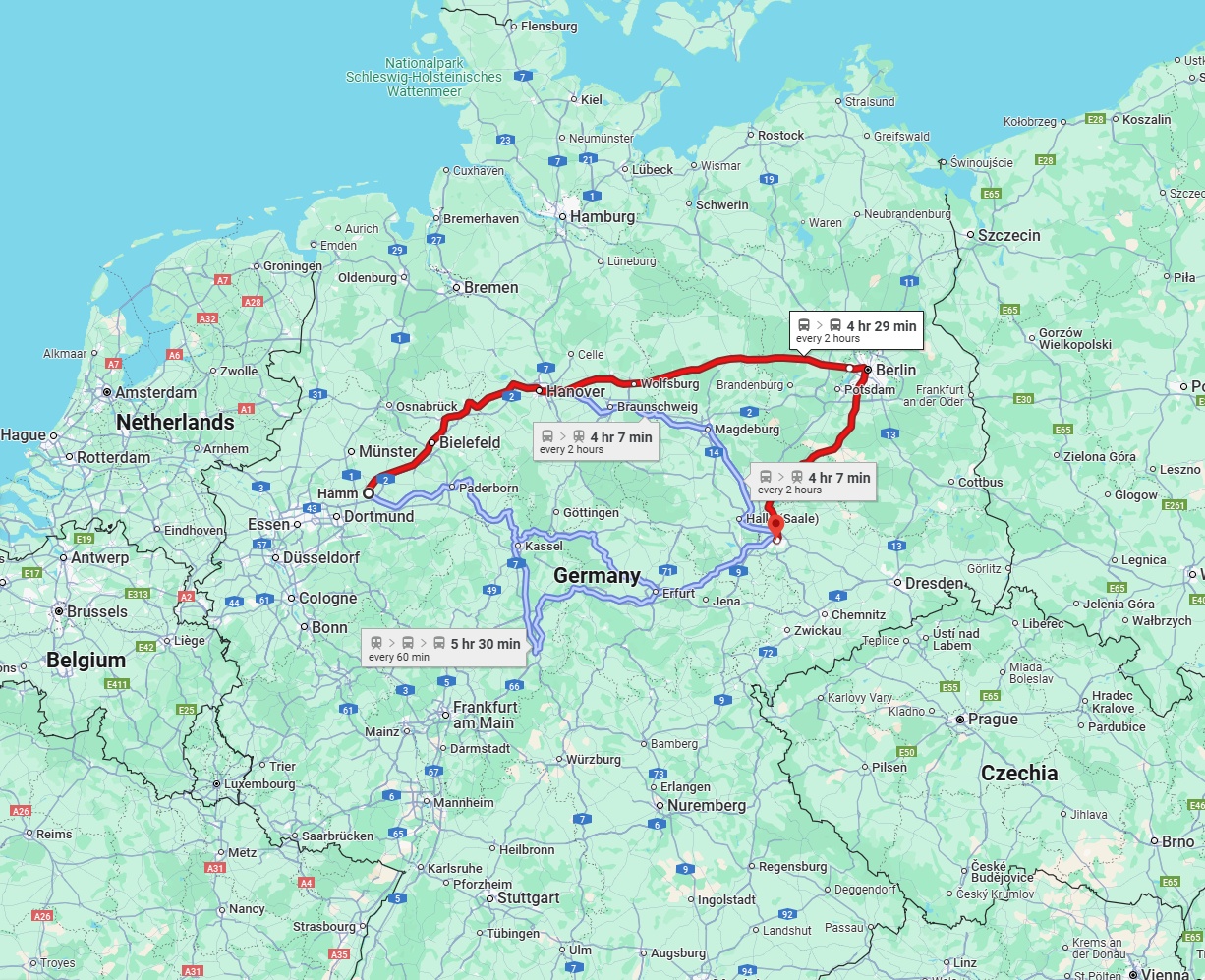 Anreise von Hamm Zu Leipzig Über 