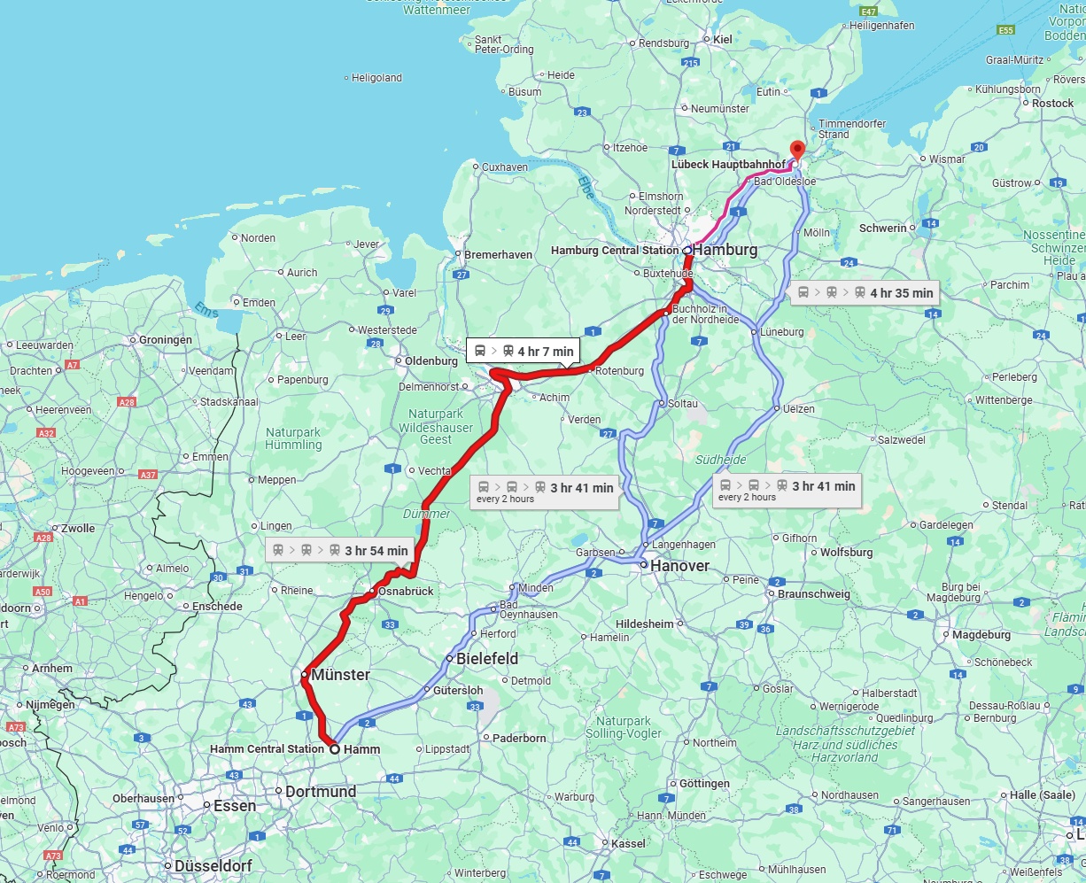Anreise von Hamm Zu Lübeck Über 