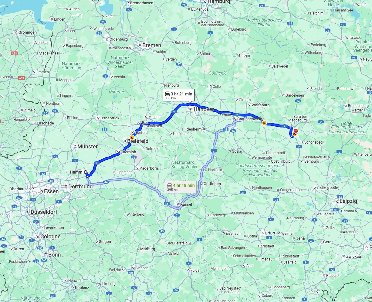 Anreise von Hamm Zu Magdeburg Über via A2