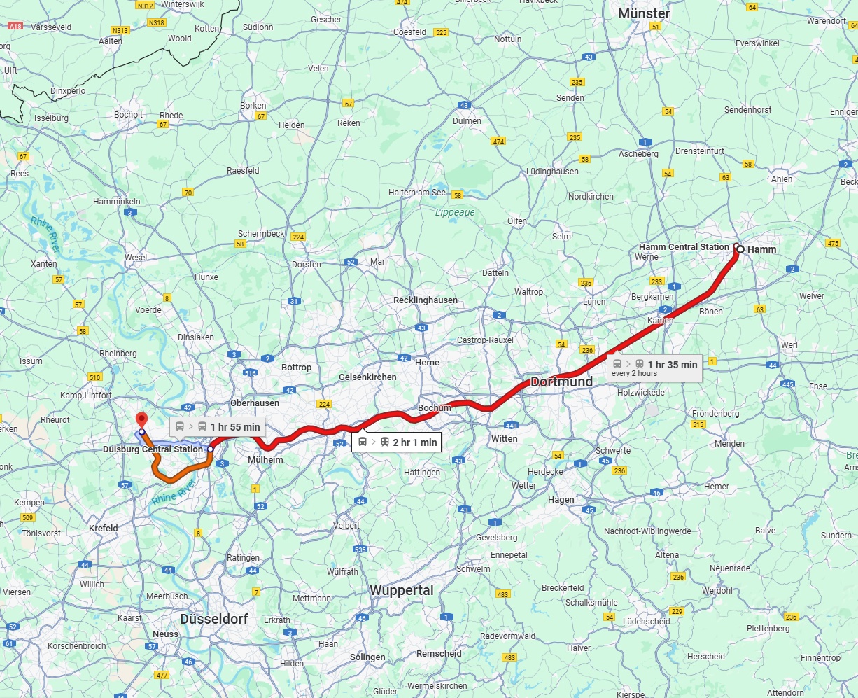 Anreise von Hamm Zu Moers Über 