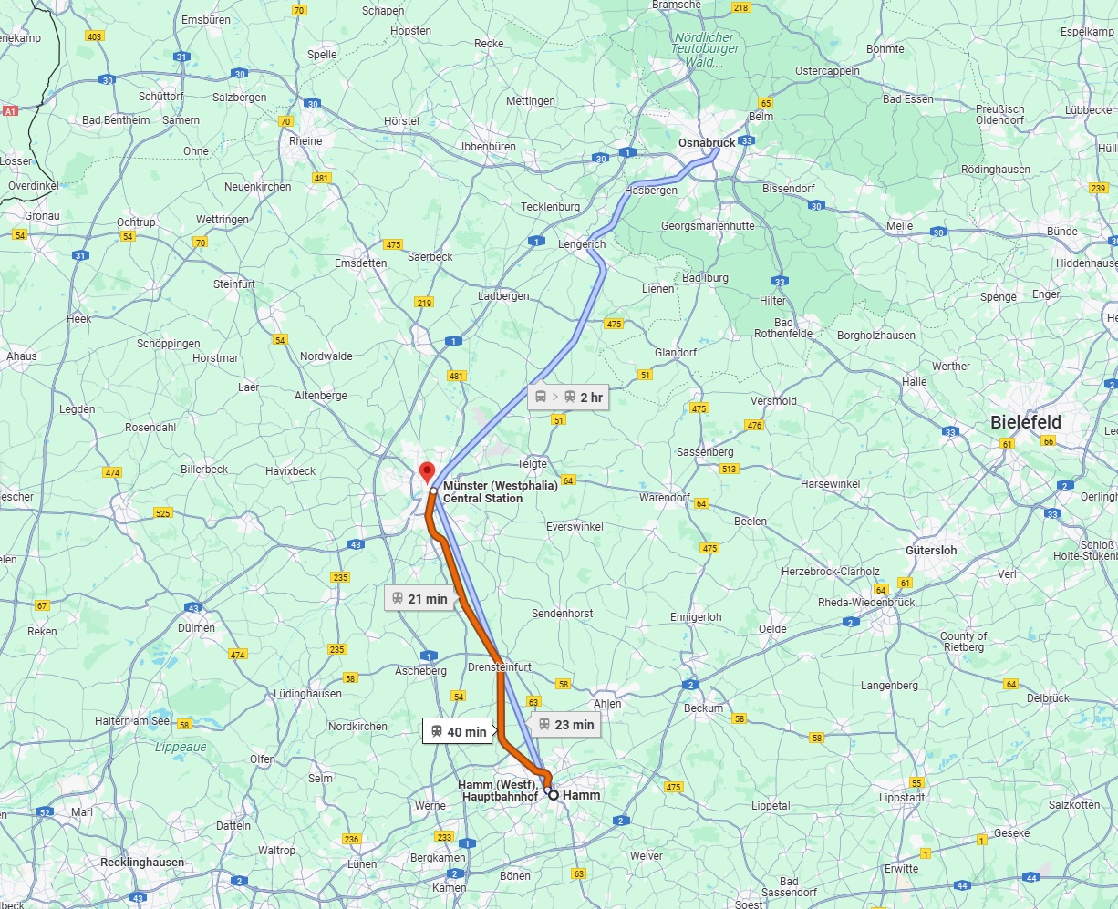 Anreise von Hamm Zu Münster Über 
