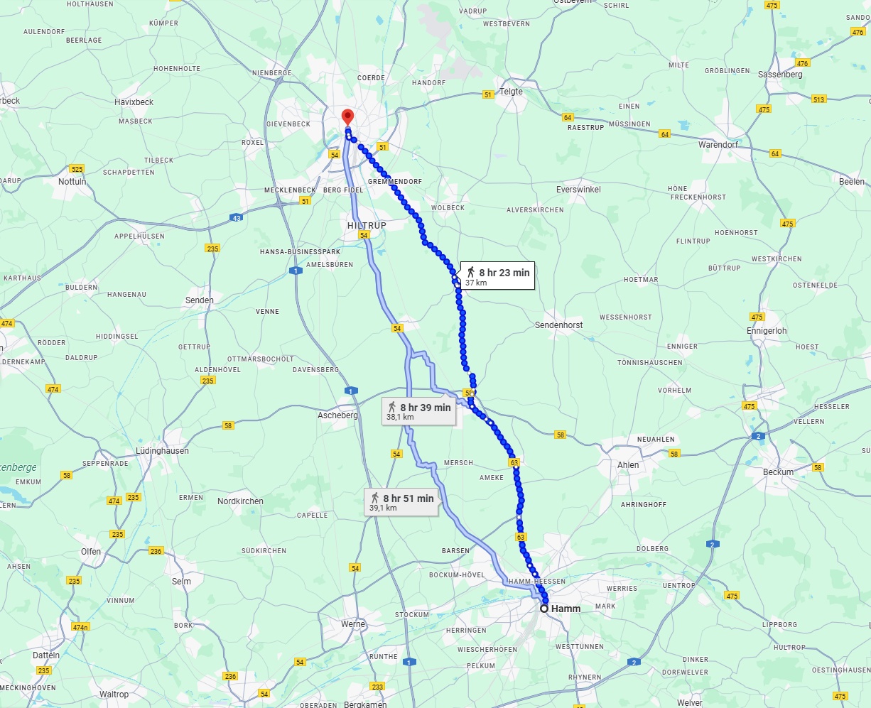 Anreise von Hamm Zu Münster Über 