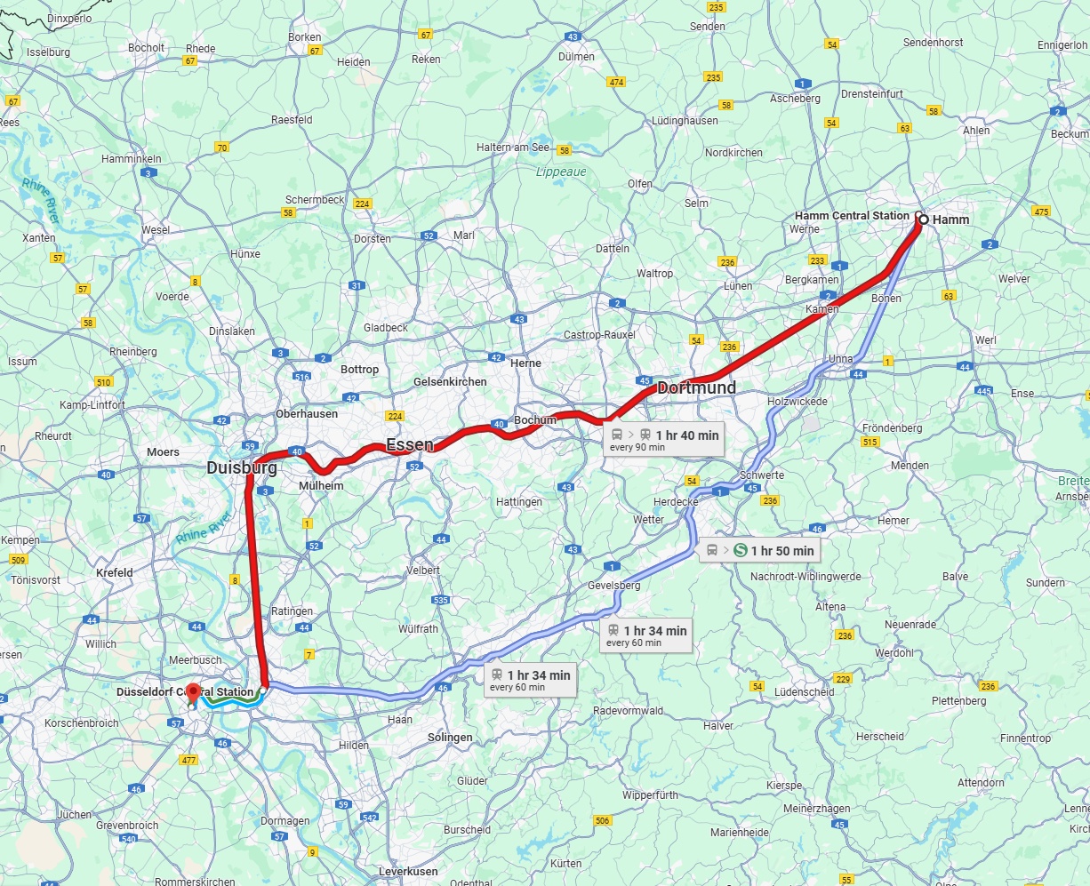 Anreise von Hamm Zu Neuss Über 