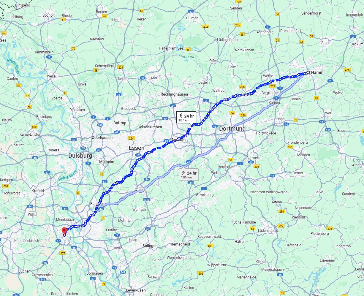 Anreise von Hamm Zu Neuss Über 