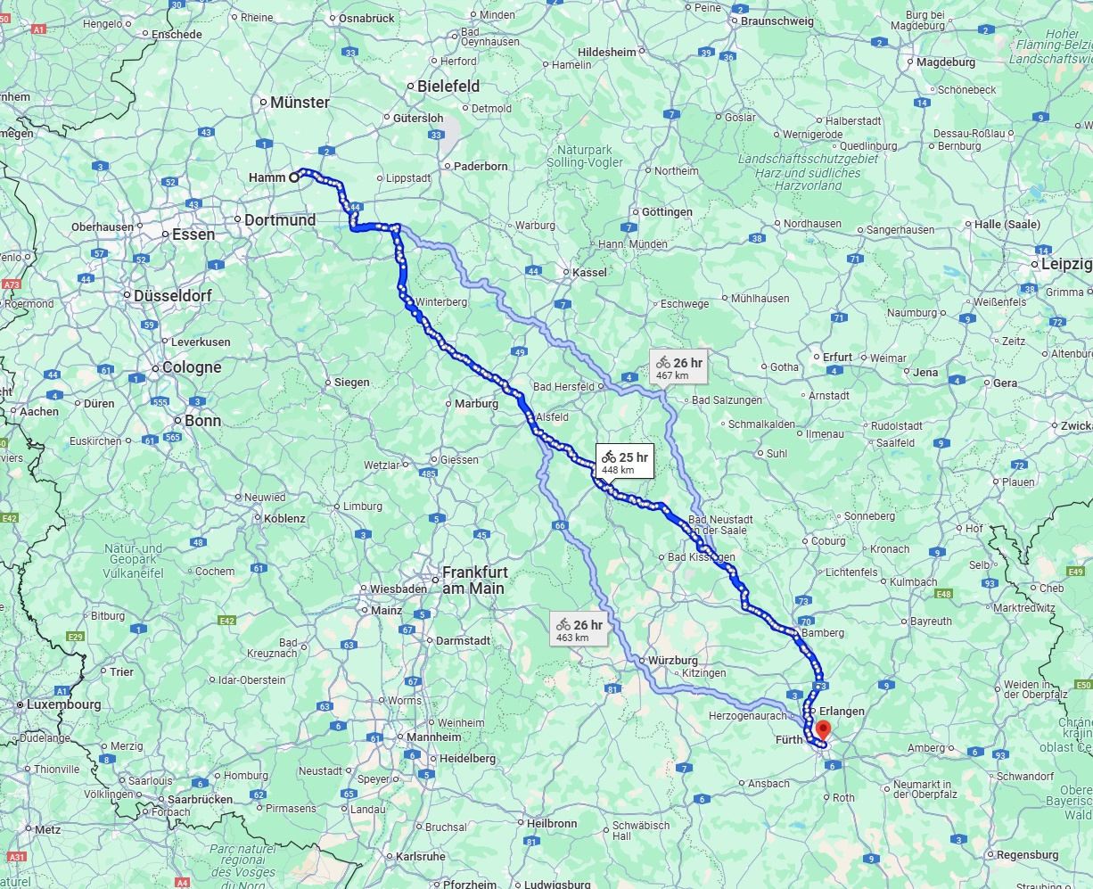 Anreise von Hamm Zu Nürnberg Über 
