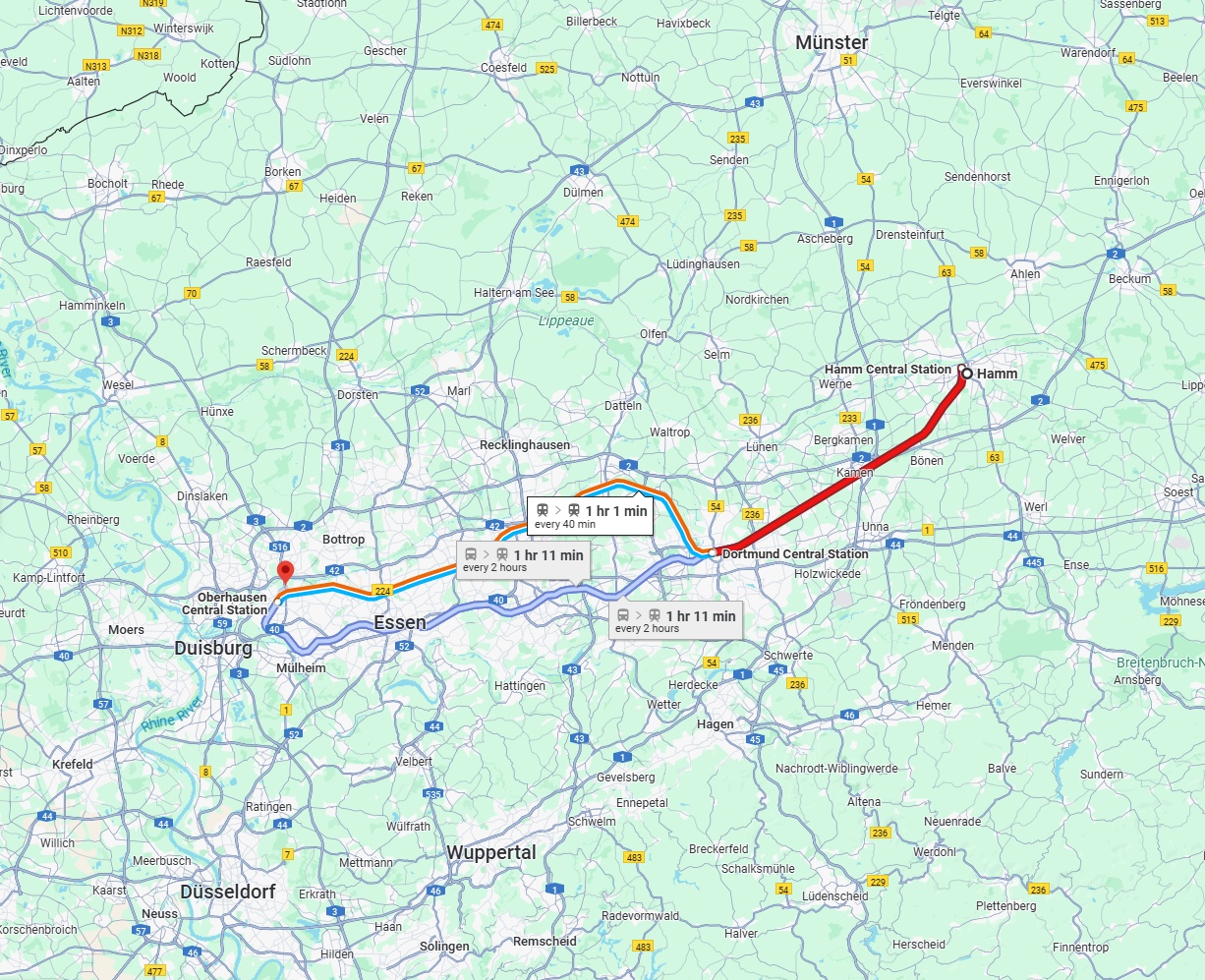 Anreise von Hamm Zu Oberhausen Über 