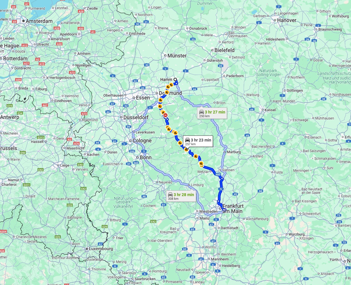 Anreise von Hamm Zu Offenbach am Main Über via A45