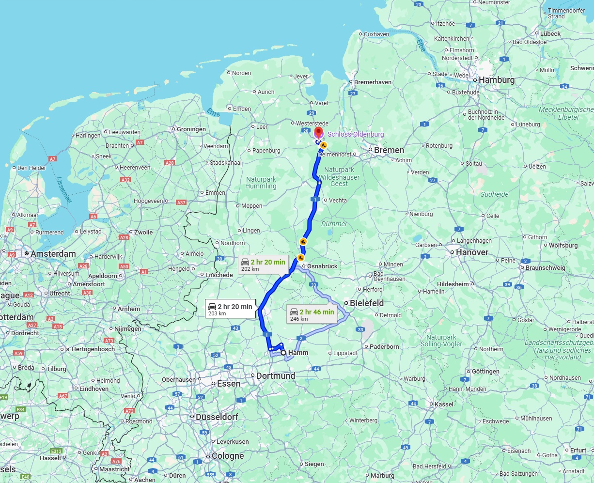 Anreise von Hamm Zu Oldenburg Über via A1