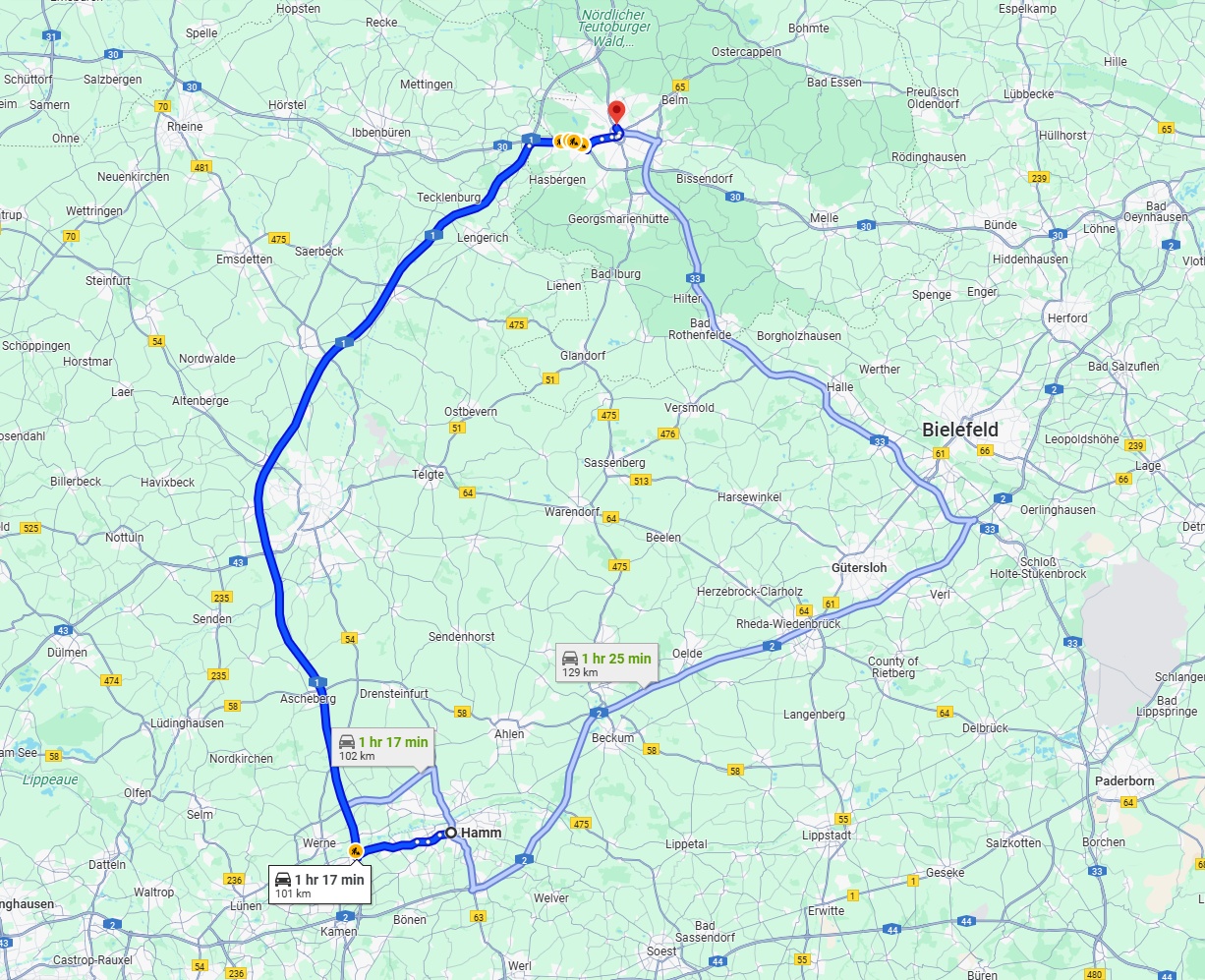 Anreise von Hamm Zu Osnabrück Über via A1