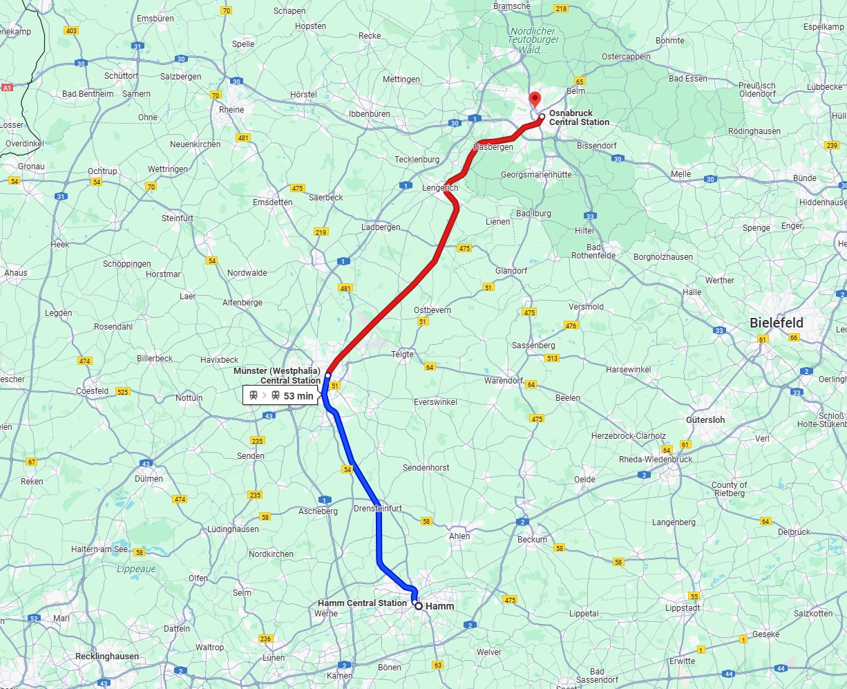 Anreise von Hamm Zu Osnabrück Über 