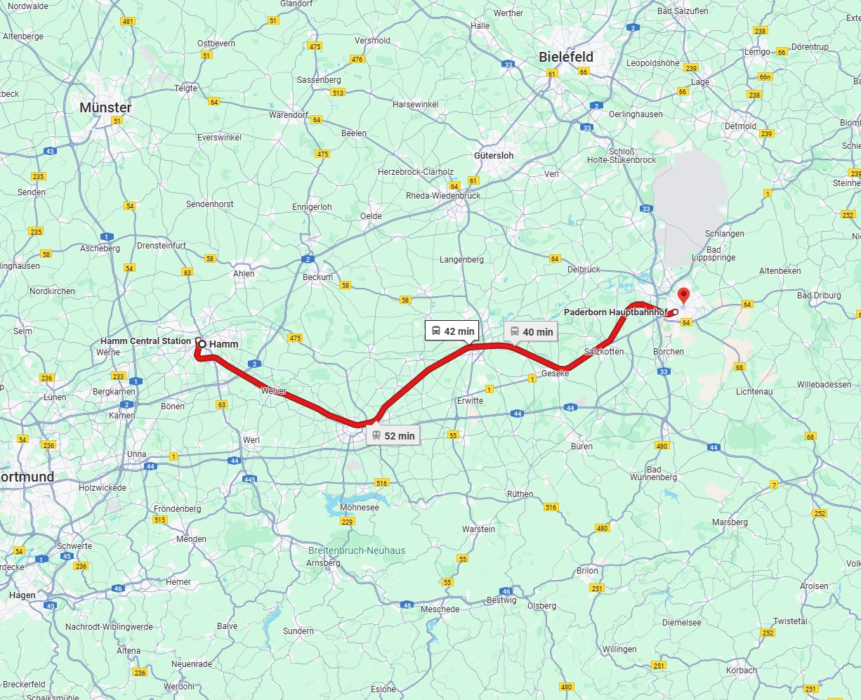 Anreise von Hamm Zu Paderborn Über 