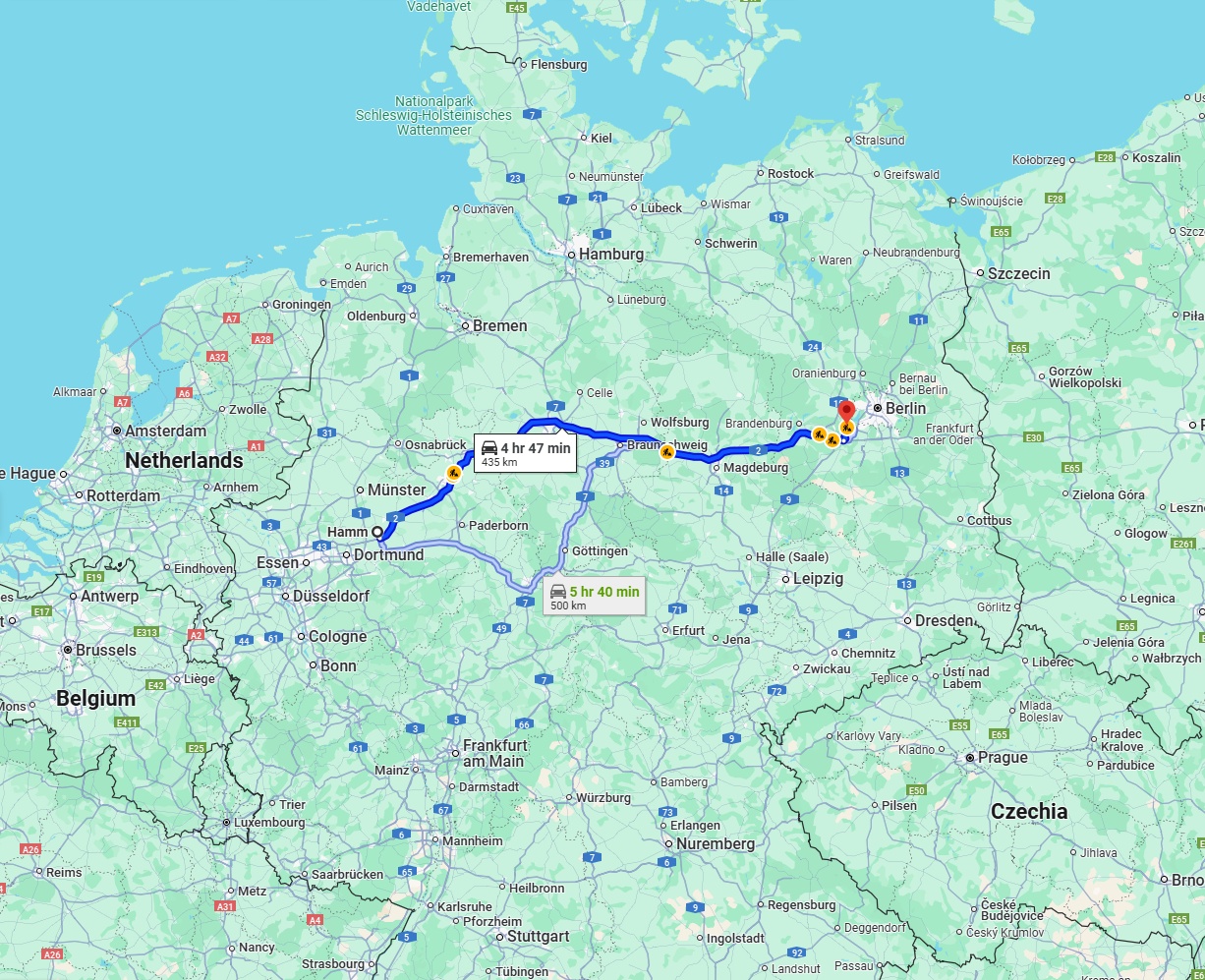Anreise von Hamm Zu Potsdam Über via A2