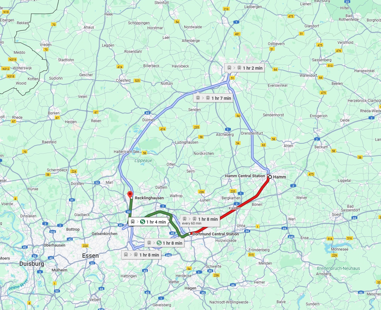 Anreise von Hamm Zu Recklinghausen Über 