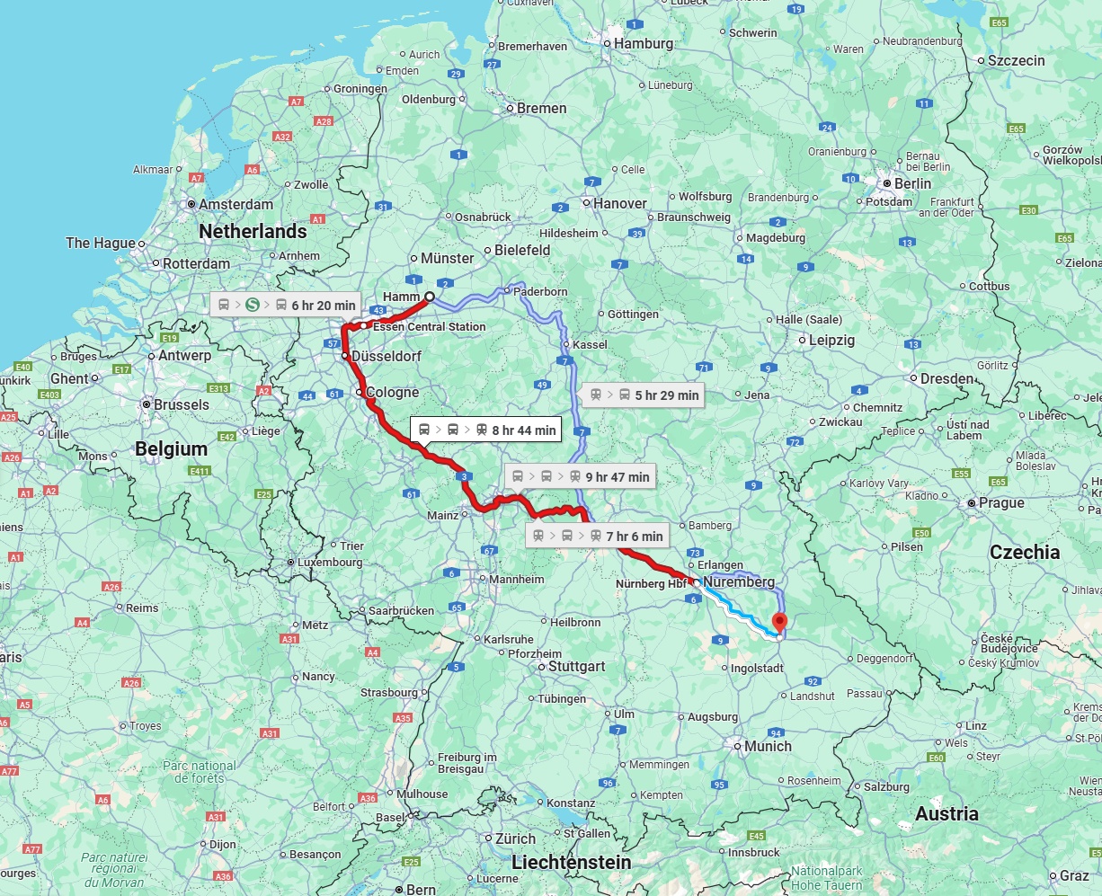 Anreise von Hamm Zu Regensburg Über 