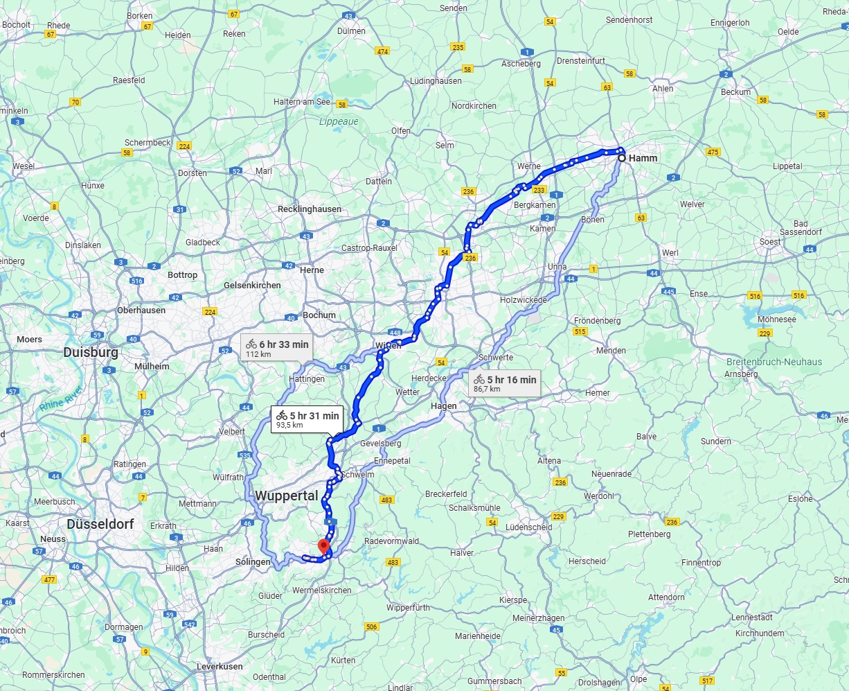 Anreise von Hamm Zu Remscheid Über 