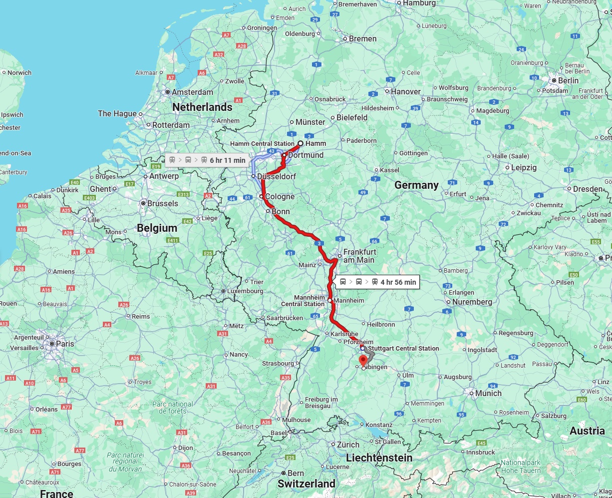 Anreise von Hamm Zu Reutlingen Über 