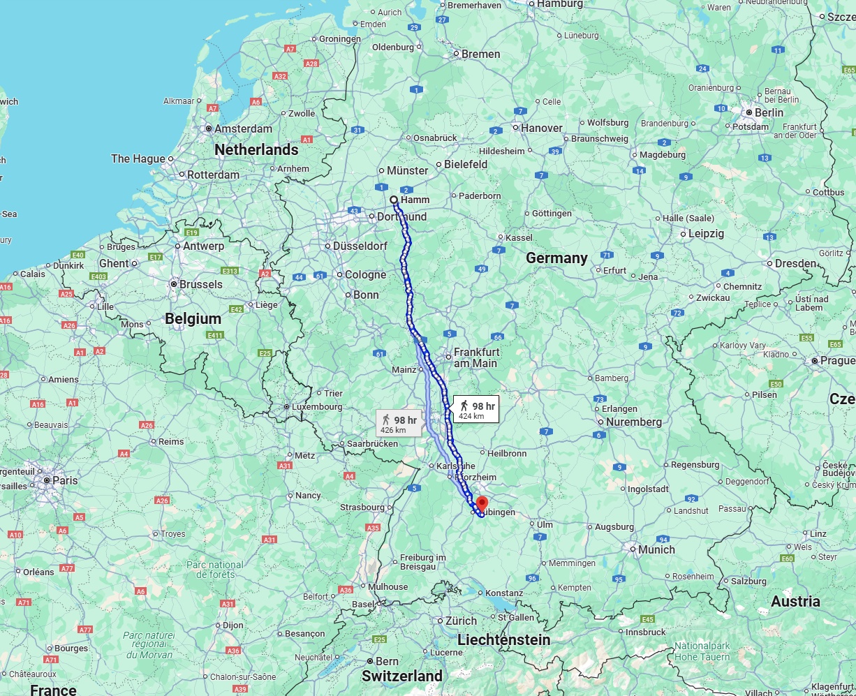 Anreise von Hamm Zu Reutlingen Über 