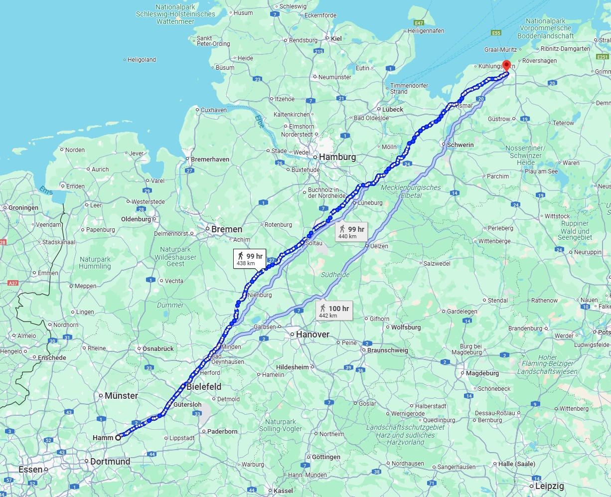 Anreise von Hamm Zu Rostock Über 