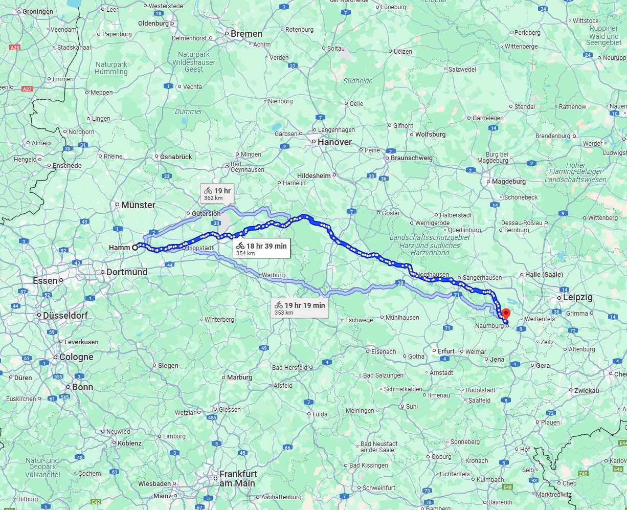 Anreise von Hamm Zu Saale Über 