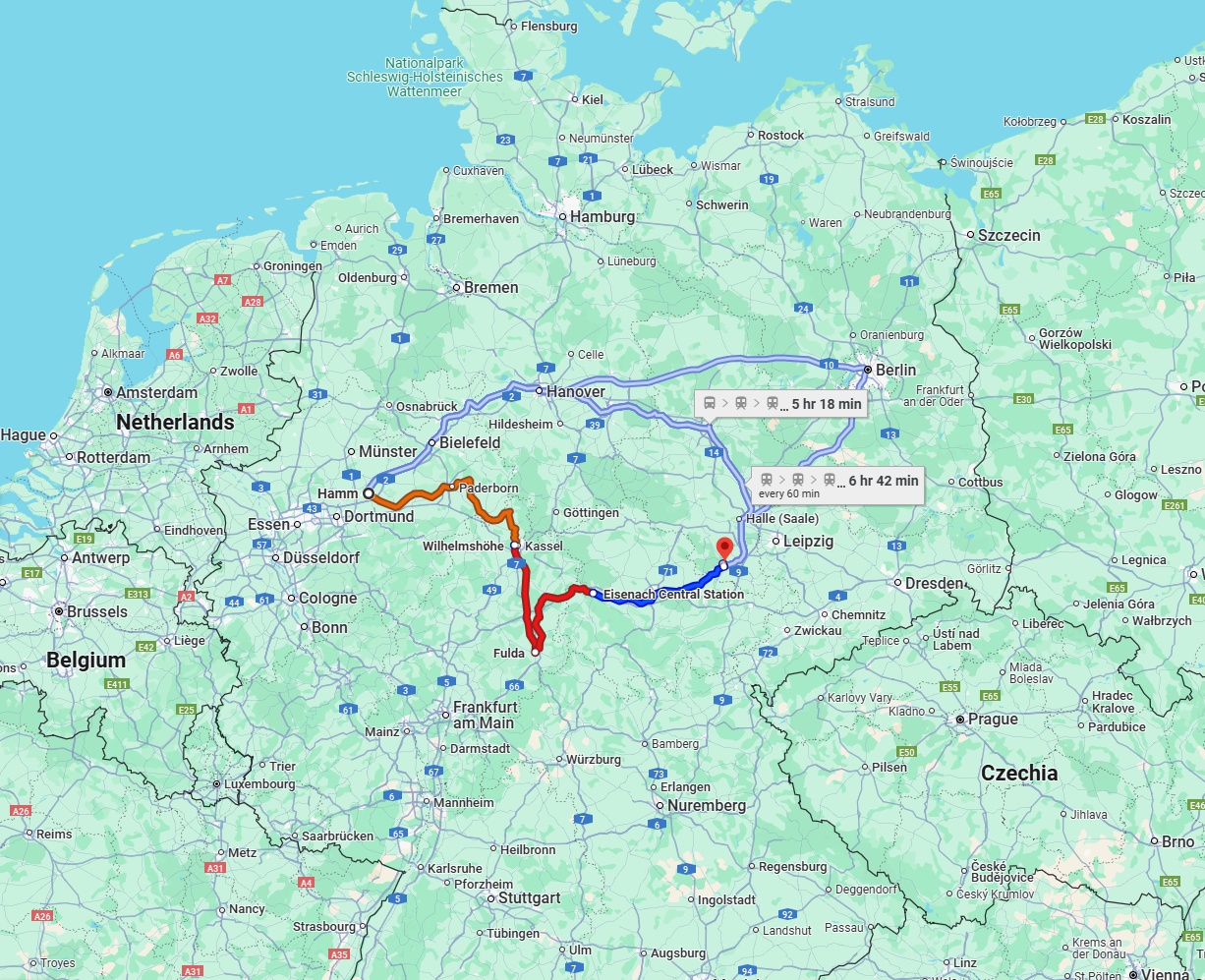 Anreise von Hamm Zu Saale Über 