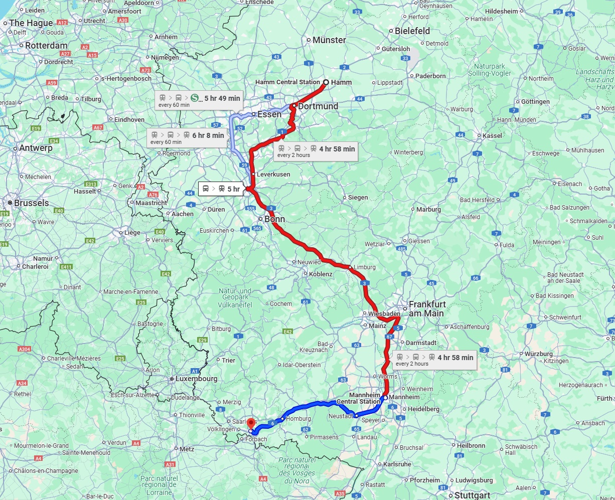 Anreise von Hamm Zu Saarbrücken Über 