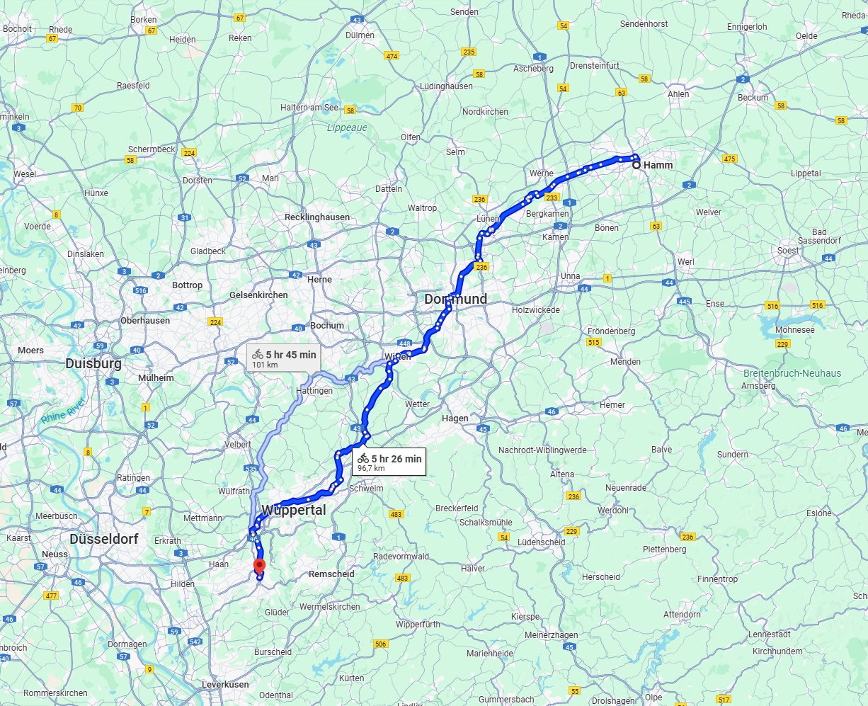 Anreise von Hamm Zu Solingen Über 
