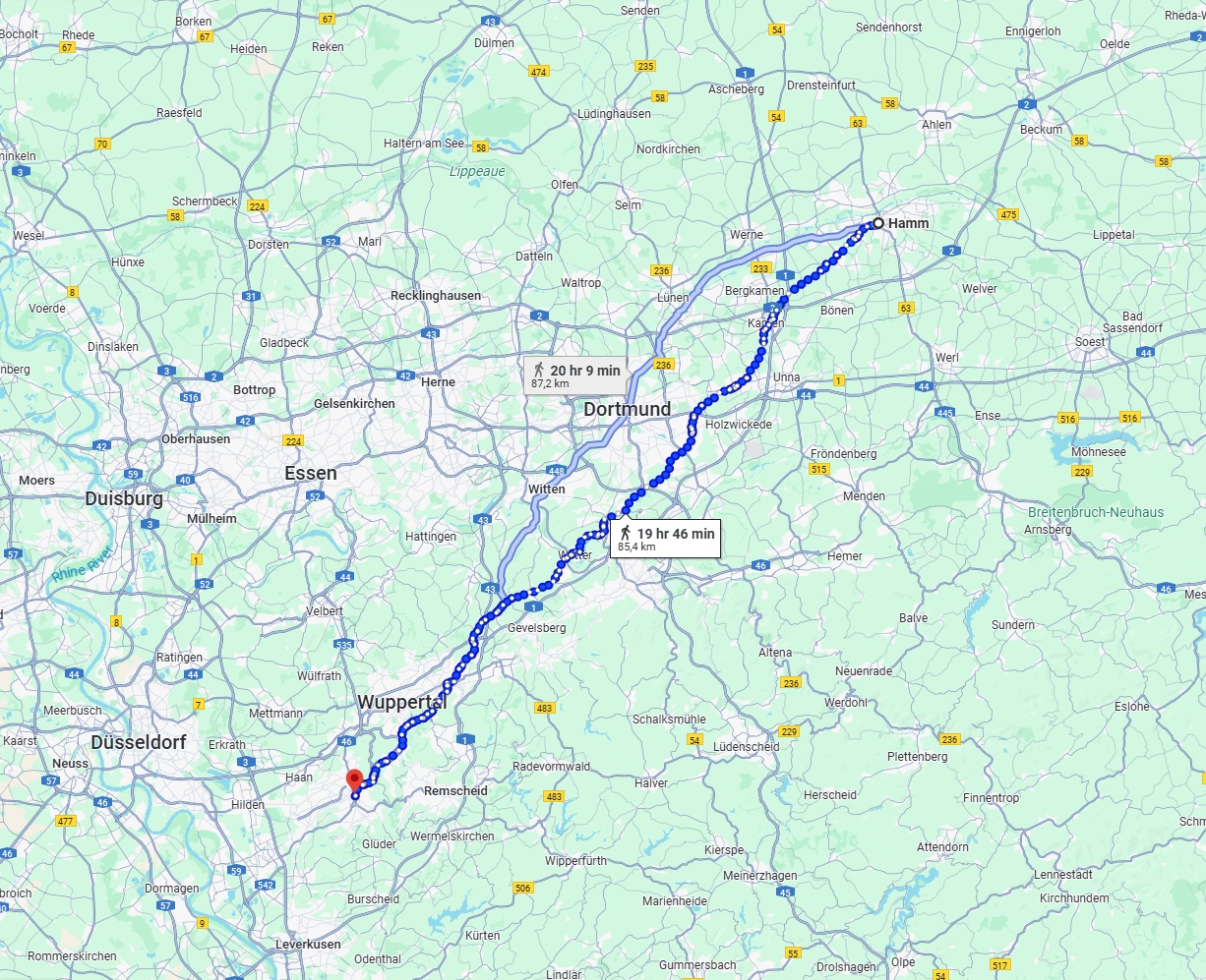 Anreise von Hamm Zu Solingen Über 