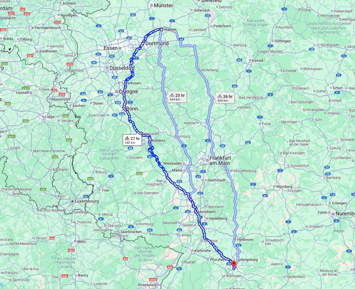 Anreise von Hamm Zu Stuttgart Über 