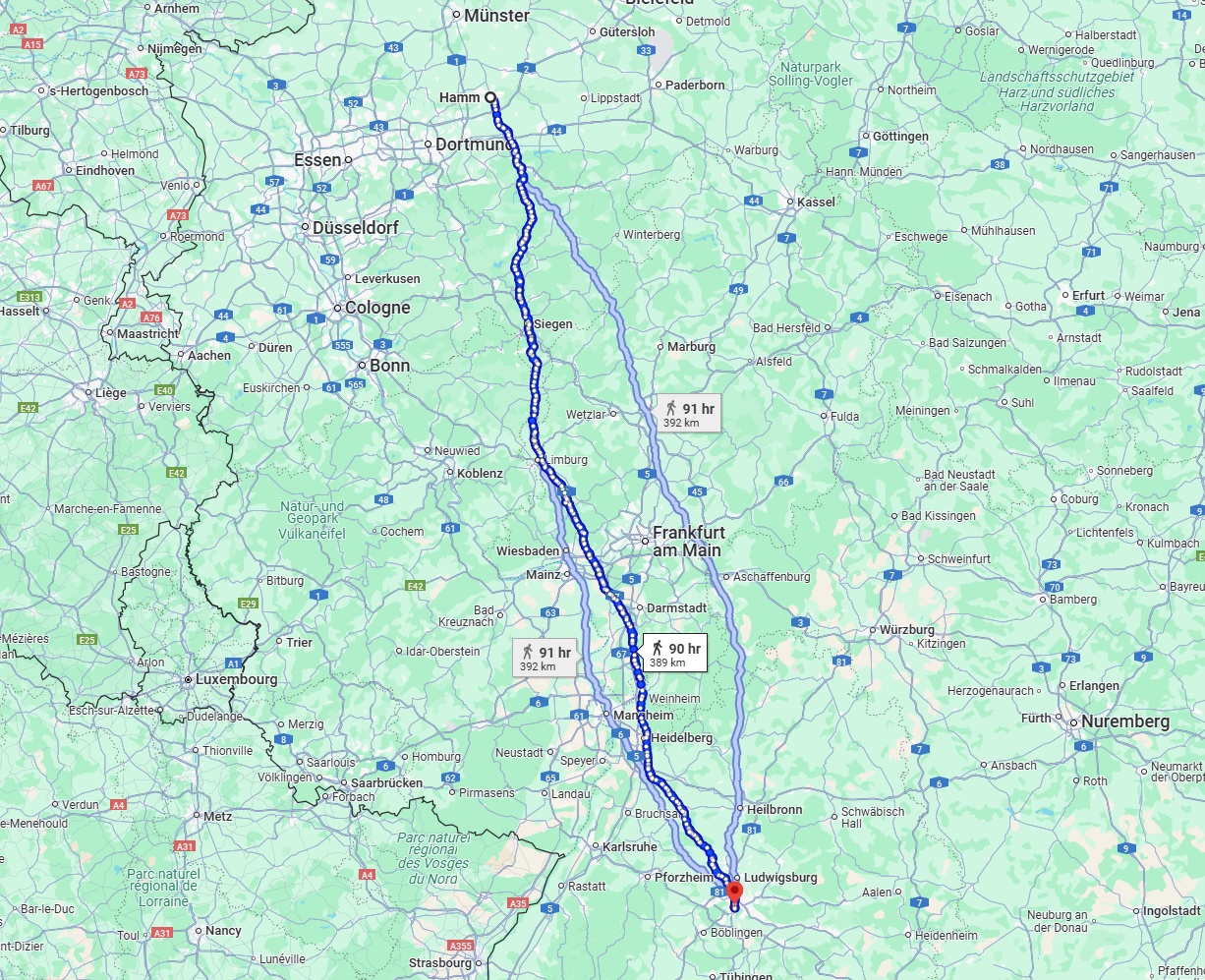 Anreise von Hamm Zu Stuttgart Über 