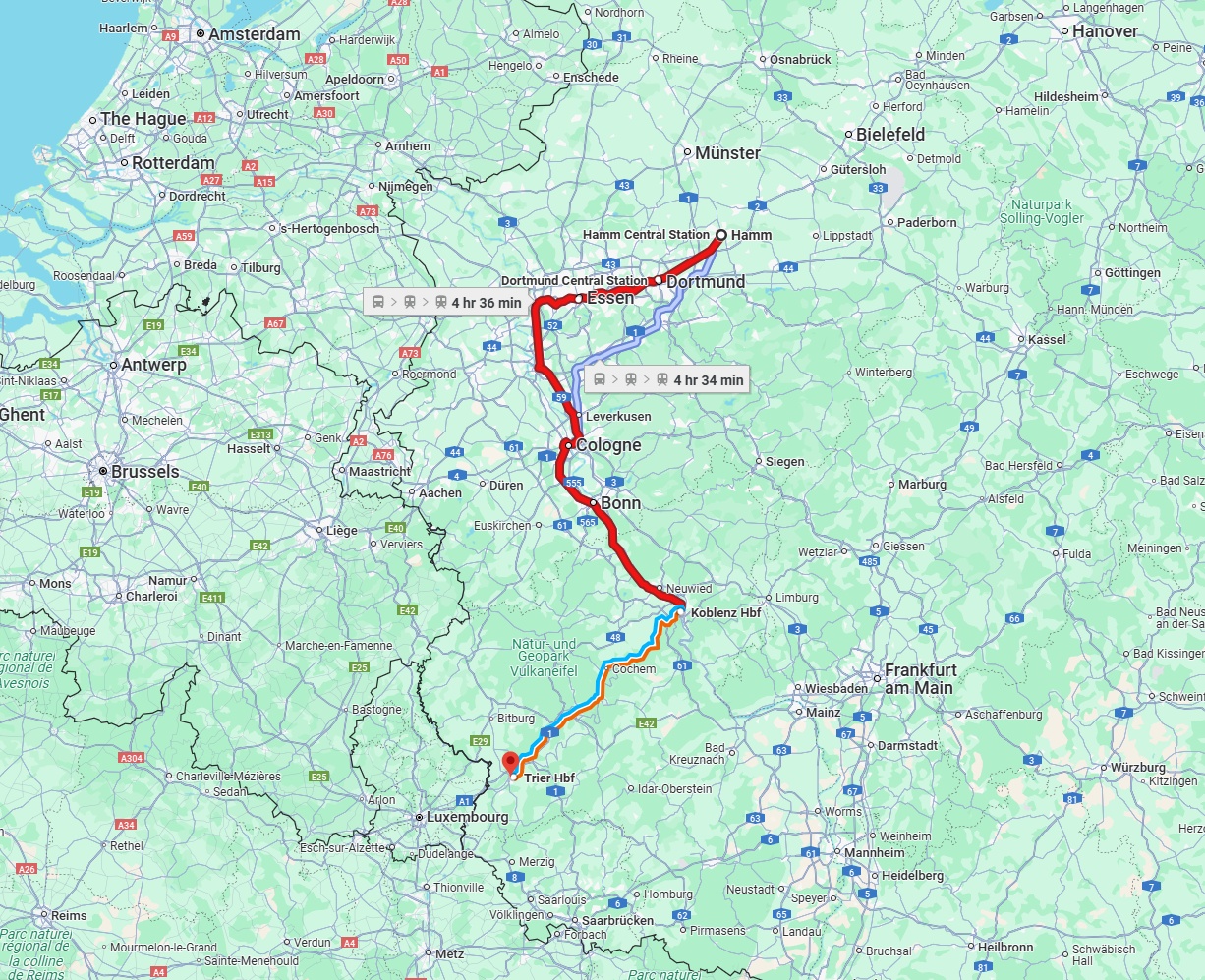 Anreise von Hamm Zu Trier Über 