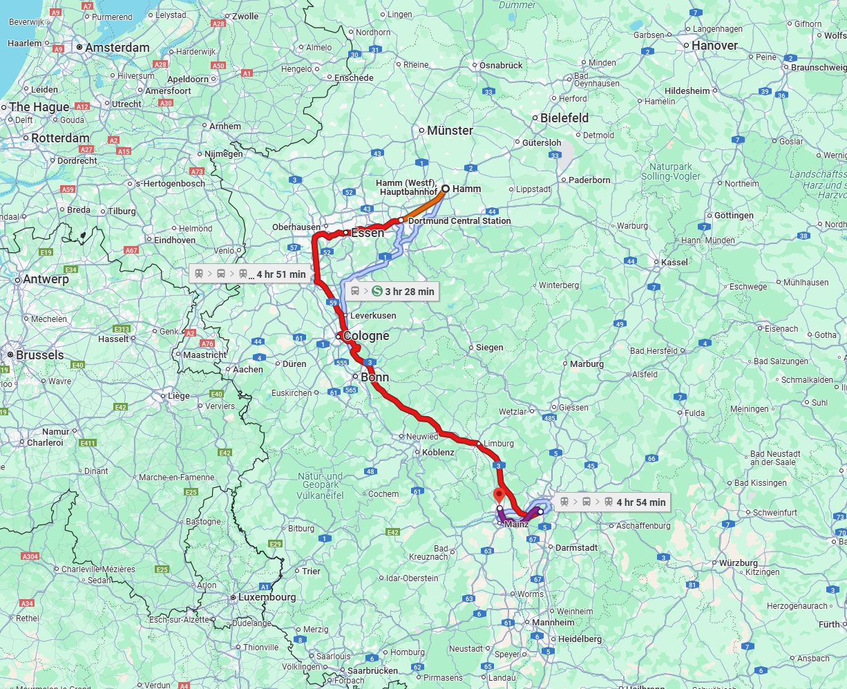 Anreise von Hamm Zu Wiesbaden Über 