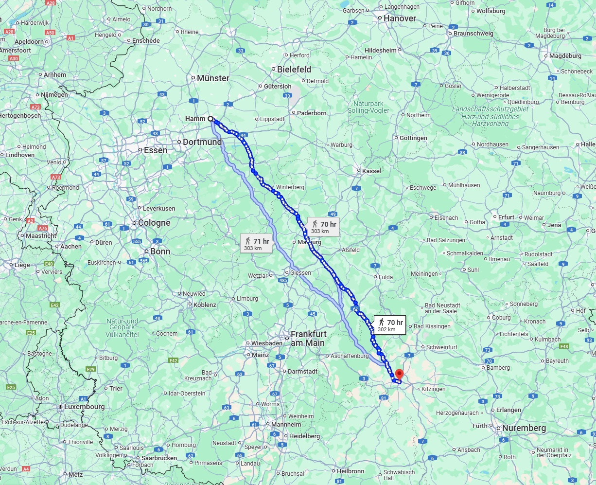 Anreise von Hamm Zu Würzburg Über 