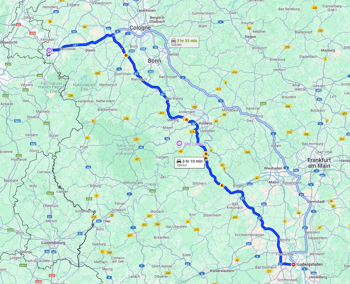 Anreise von Ludwigshafen am Rhein Zu Aachen Über via A61