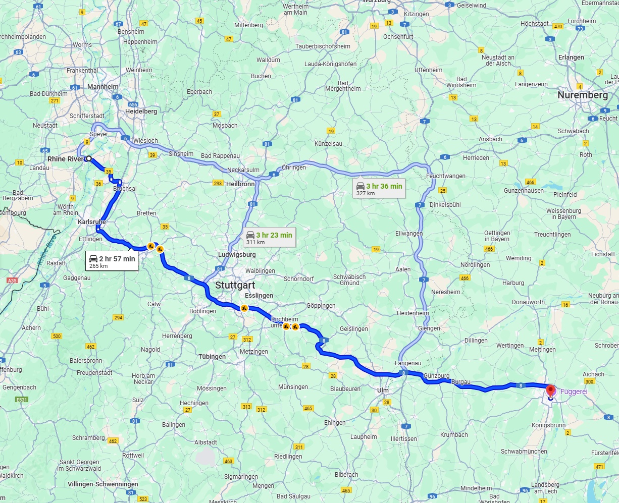 Anreise von Ludwigshafen am Rhein Zu Augsburg Über via A8
