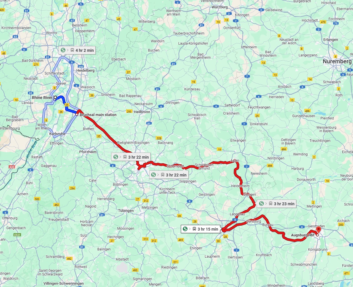Anreise von Ludwigshafen am Rhein Zu Augsburg Über 