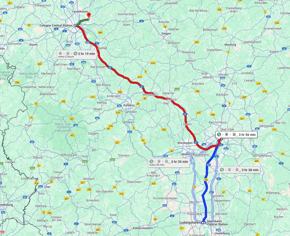 Anreise von Ludwigshafen am Rhein Zu Bergisch Gladbach Über 