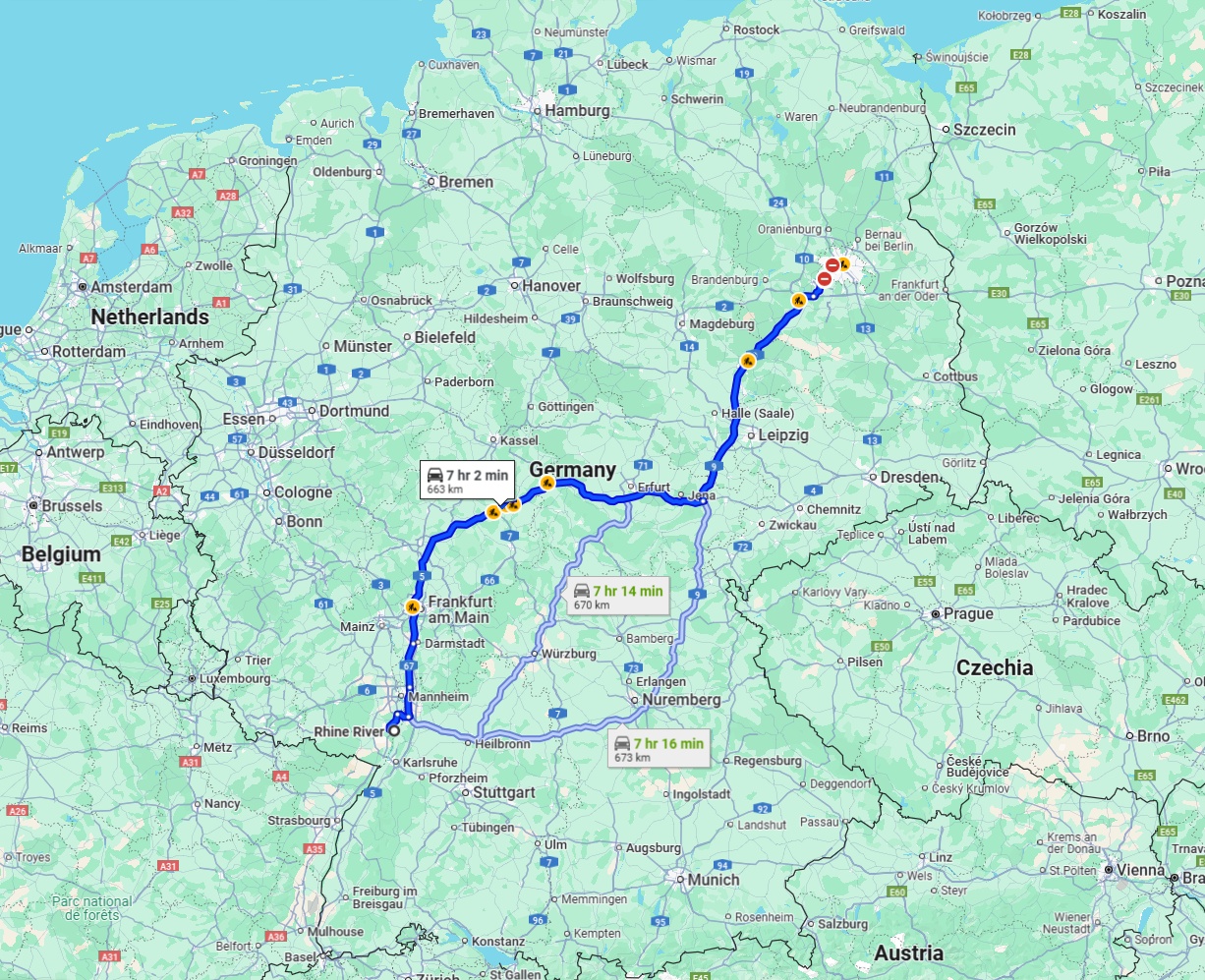Anreise von Ludwigshafen am Rhein Zu Berlin Über via A4 and A9