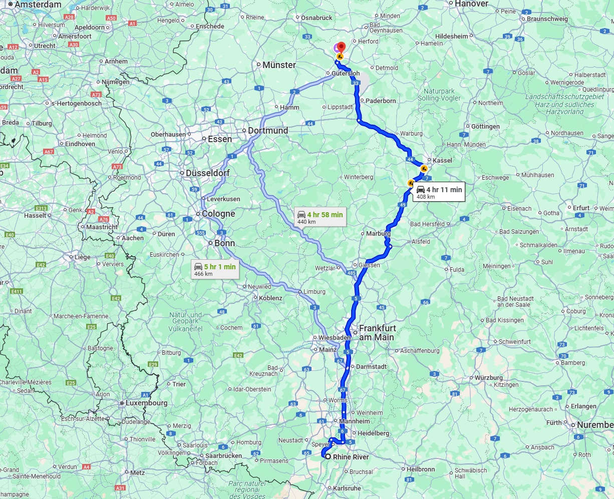 Anreise von Ludwigshafen am Rhein Zu Bielefeld Über via A5