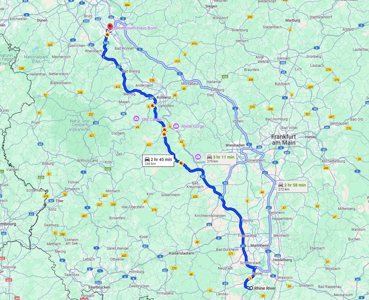 Anreise von Ludwigshafen am Rhein Zu Bonn Über via A61